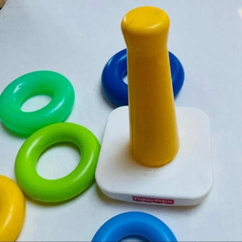Fisher Price Ring Stacker Kids Toy Rack A Stack Multicolor Rings Learning Yellow - Picture 4 of 8